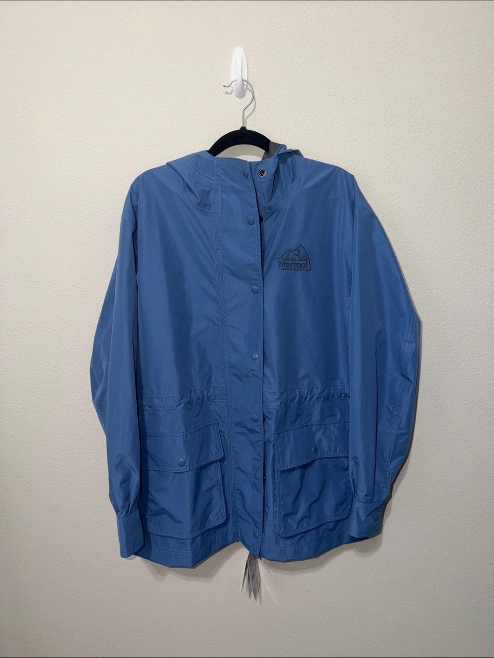Marmot Slate Blue Hooded Waterproof  Shell Jacket